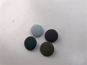 Knap - betrukket knap i blå og grønne nuancer, 20 mm (pakke på ca 15 stk)
